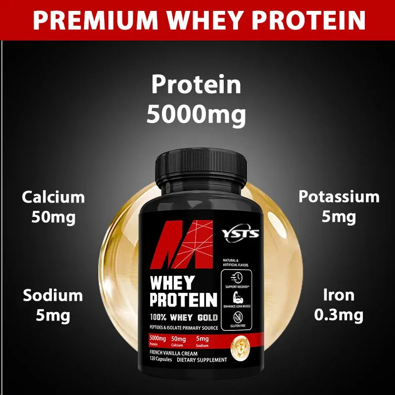 Whey Protein Supplement - Contains 5000mg Of Protein - Supports Recovery, Balanced Muscle , Gluten Free