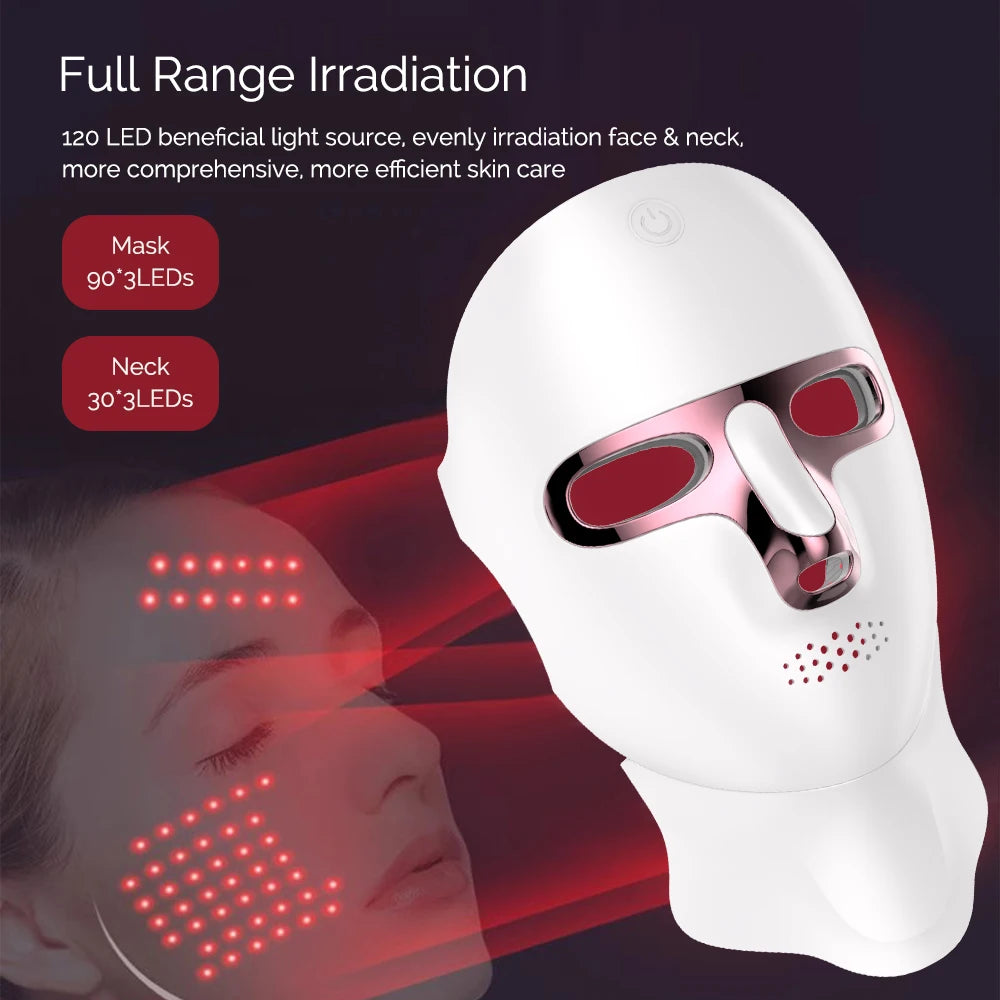 Máscara Facial LED 7 Colores – Rejuvenecimiento Total para Rostro y Cuello