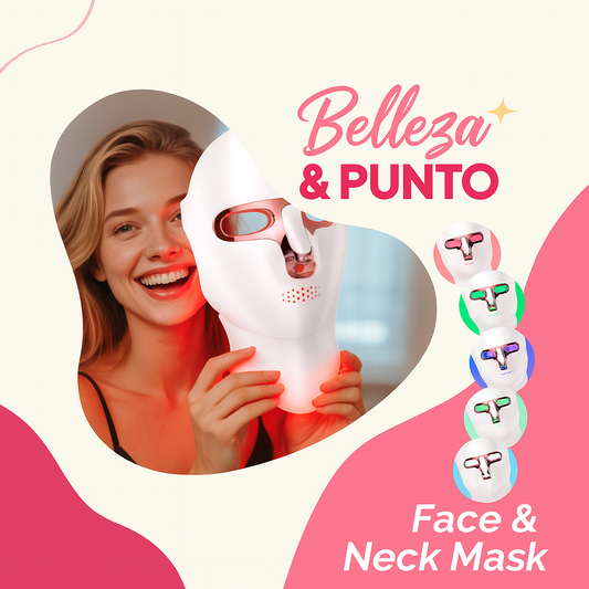 Máscara Facial LED 7 Colores – Rejuvenecimiento Total para Rostro y Cuello